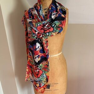 Ed Hardy by Christian Audinger Roses Eagle Multicolor Scarf